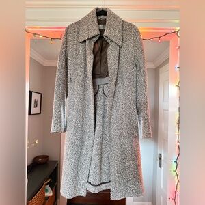 Sportmax Black and White Herringbone Trench Coat